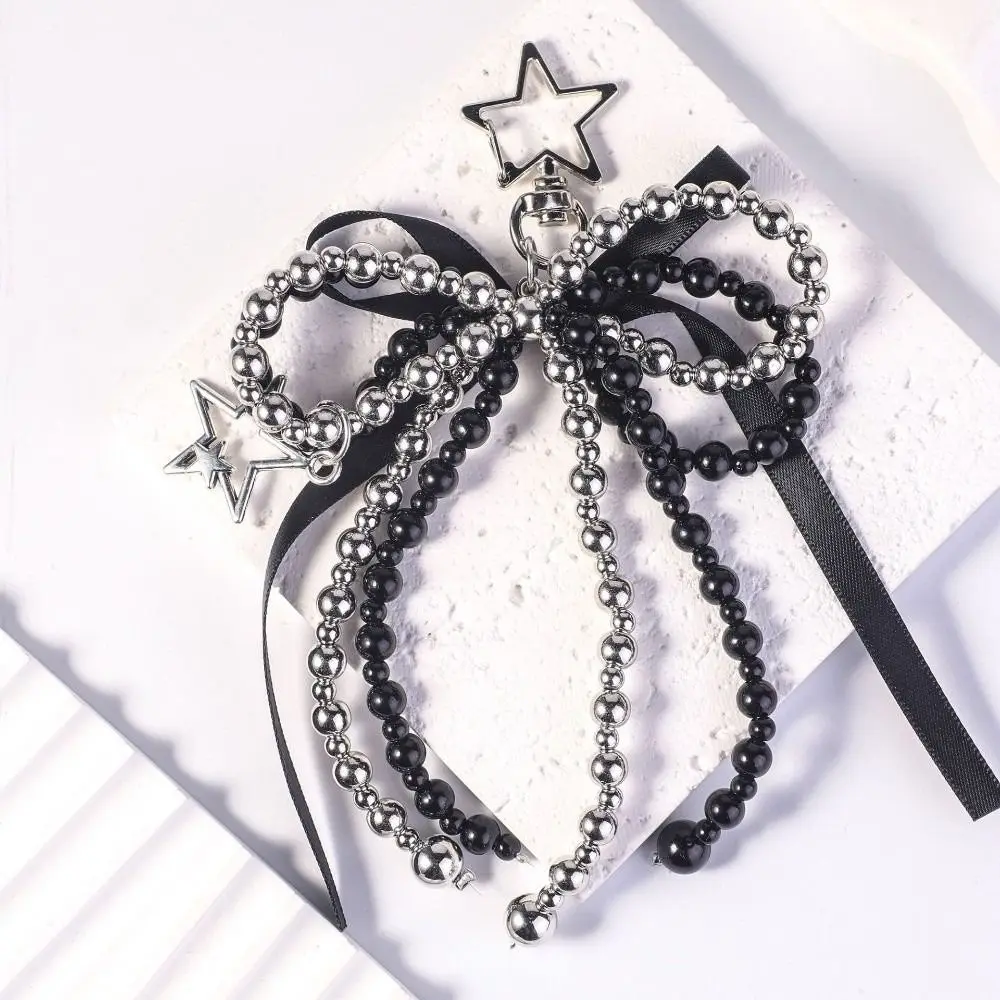 

Элегантный нежный брелок со звездой и бантом из бисера, металлический брелок Y2K, подвеска для телефона, подвеска для женщин