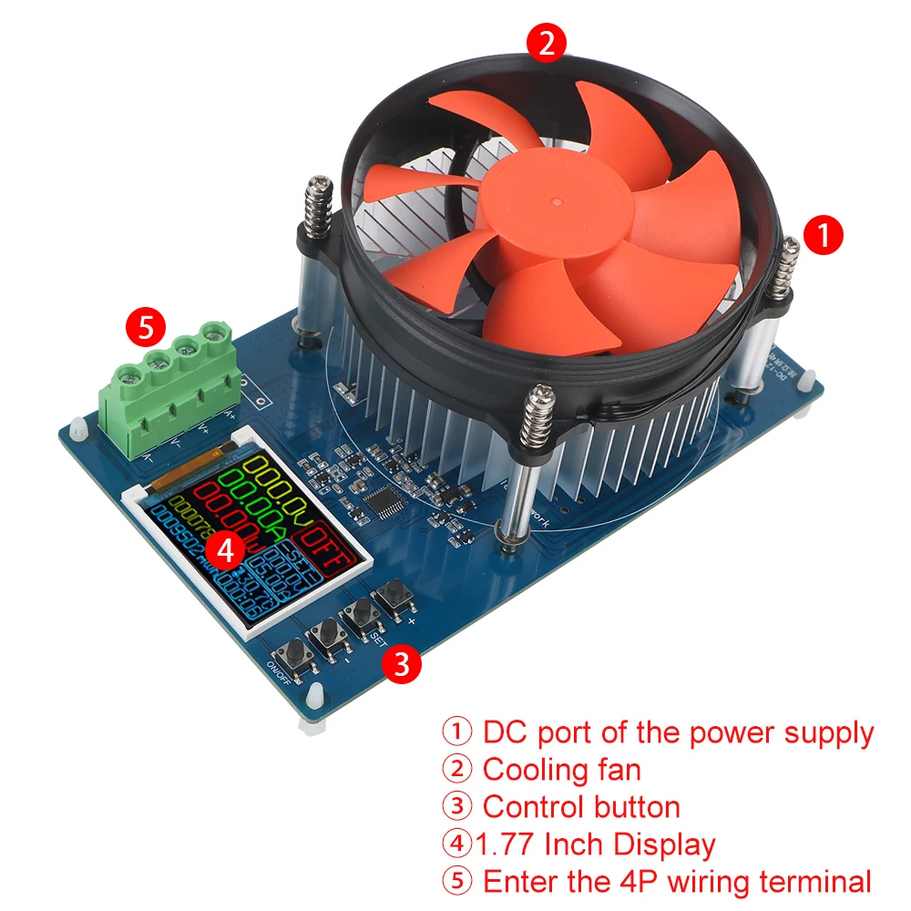 Electronic Load 4-wire Lithium Battery Tester Monitor Discharger Battery Tools US Plug 150W 10A DC Adjustable Testing Module