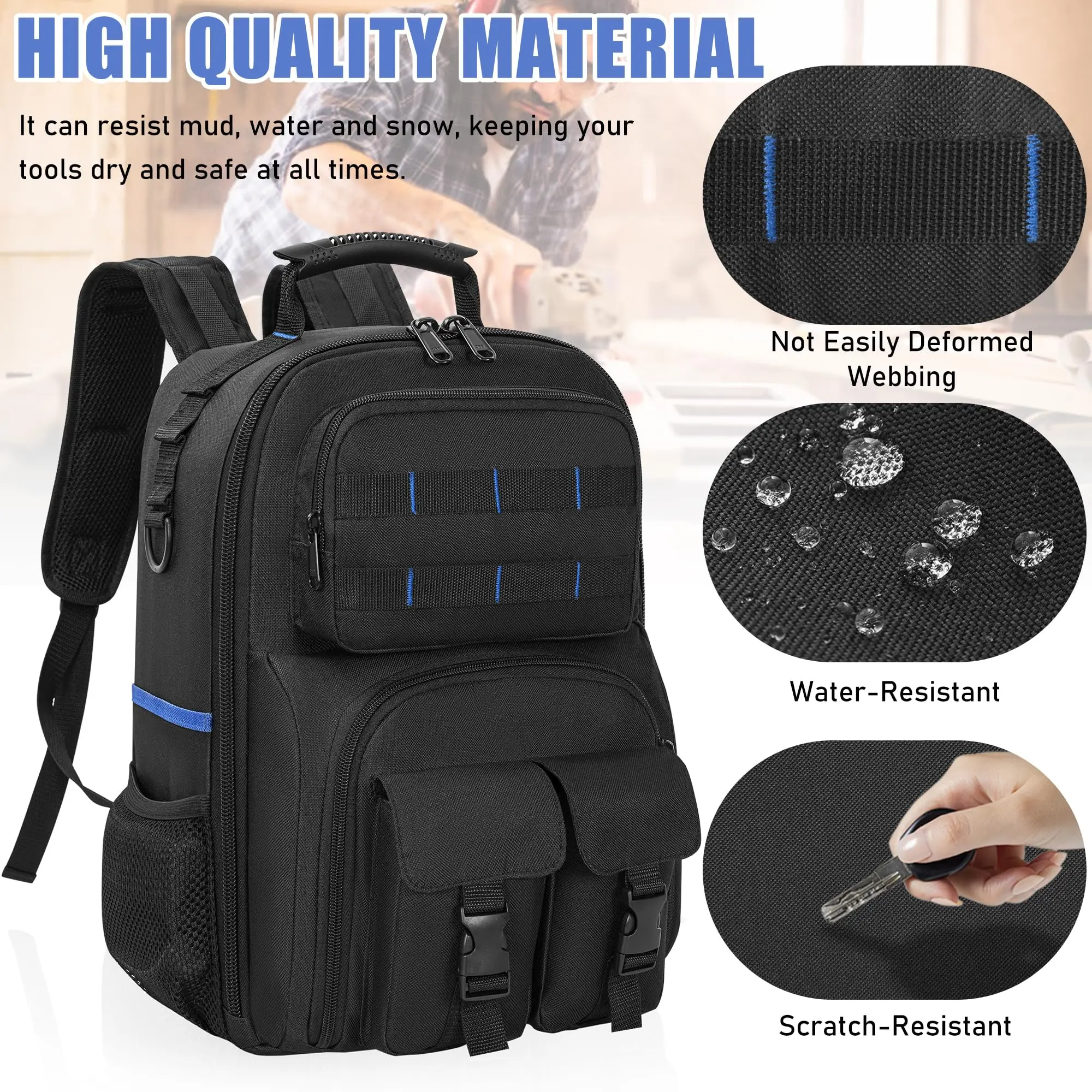 高耐久性ジッパー付きツールバックパック。プレミアムYKKジッ - Backpack Insert Organizer のレビューと価格