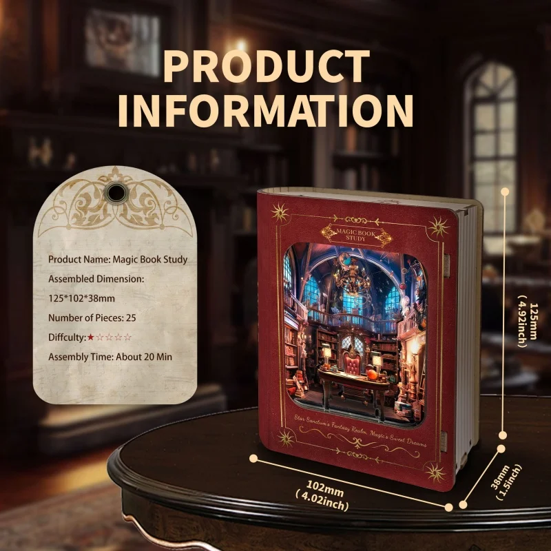 OUZEY Holiday Magic Library Modello fai da te - Puzzle 3D con angolo libro di Natale in legno, kit artigianale festivo per adolescenti