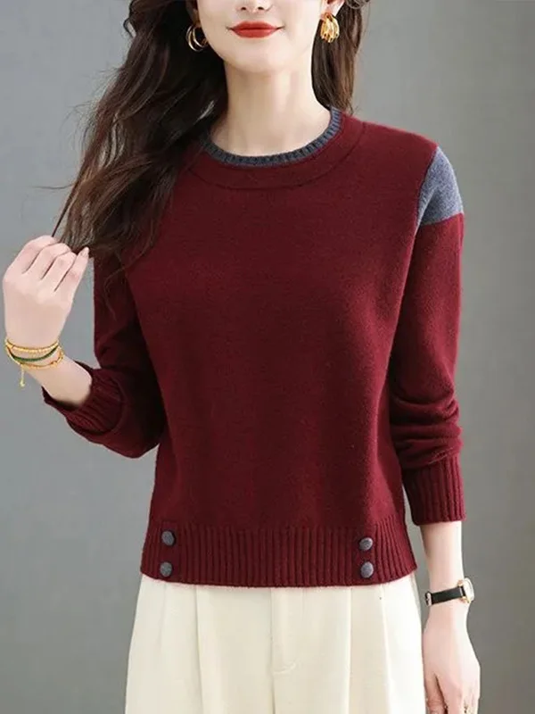 Damen Faionable Ort Round Ne Strickpullover Farbe Blo Base Layer Top Warme Winterkleidung Lässige bequeme Passform