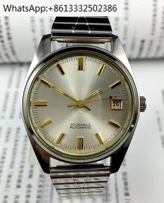 Original   33 drill white steel single calendar automatic mechanical watch with a diameter of 36mm