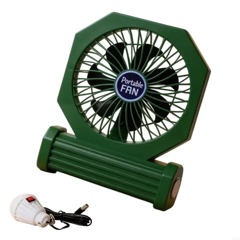 F92F Rechargeable Handheld Desk Fan with Light Portable Camping Fan Plastic Texture