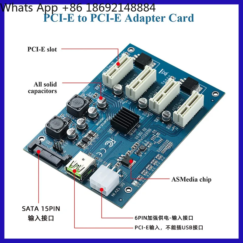 Graphics card one to four PCI-E to PCIe adapter card 1 to 4 PCI-E 1X M2 expansion card 4 ports