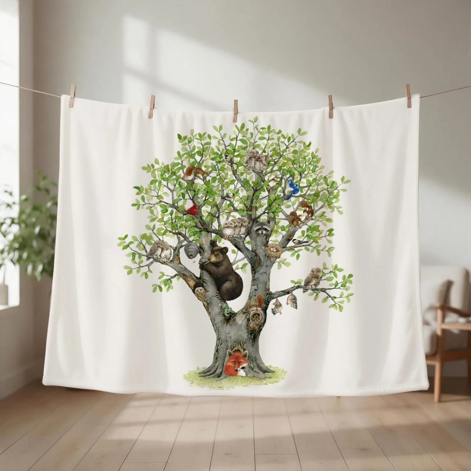 Animal Tree Throw Blanket couch cozy soft plush fuzzy picnic outdoor blanket