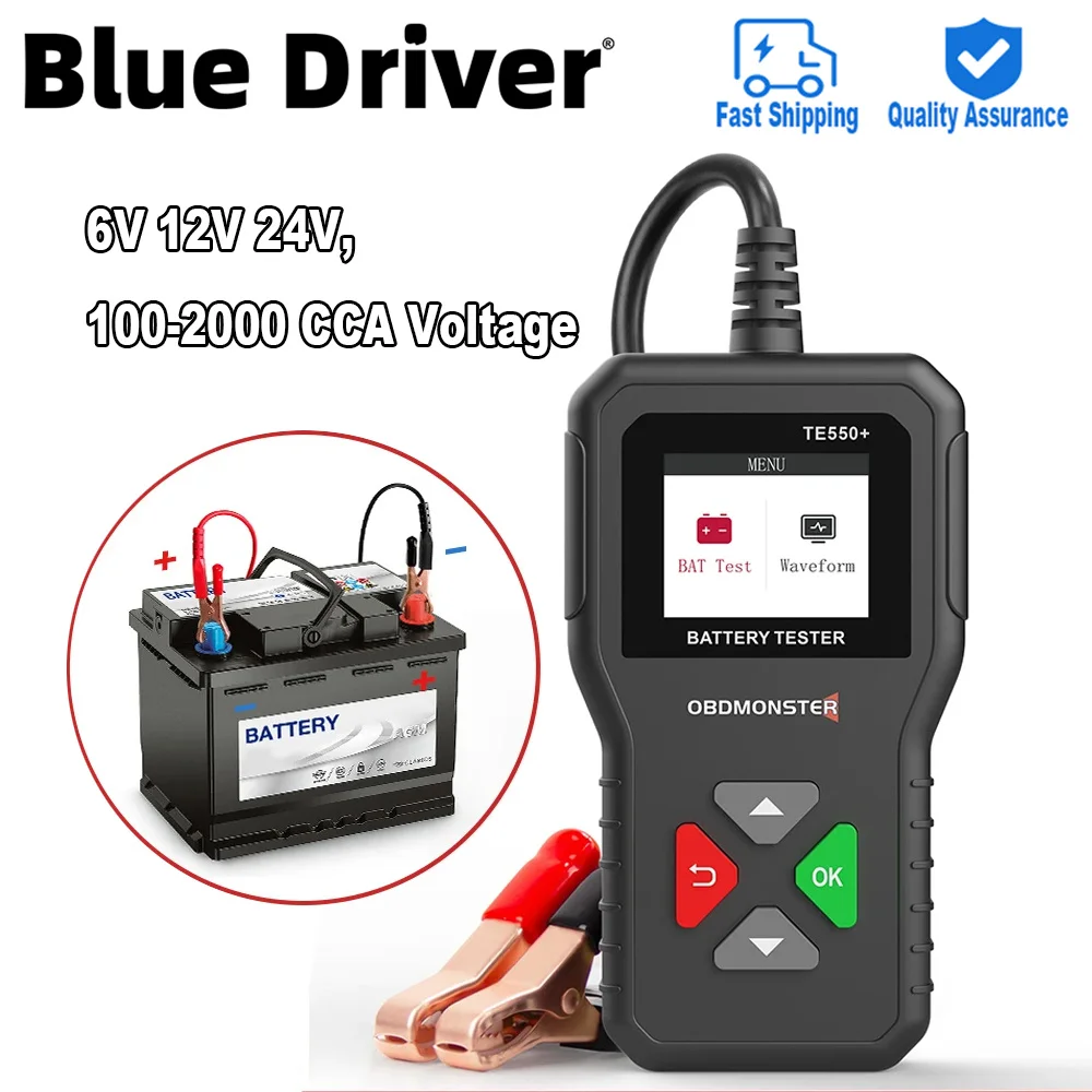 Car Battery Tester 6V 12V 24V,100-2000 CCA Auto Battery Analyzer Charging Cranking System Tester with Color LCD for Cars Trucks