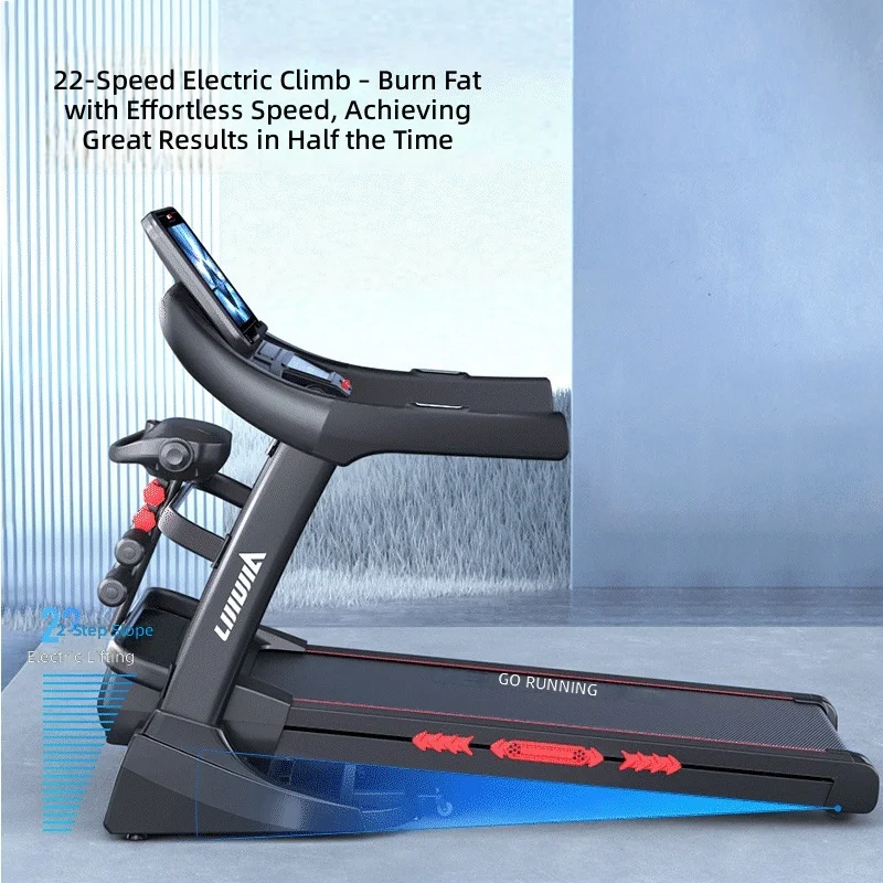 Electric Treadmill, 22 Incline Levels, 73CM Wide Running Belt, Quiet Shock Absorption, Bluetooth Music, Home Fitness Equipment