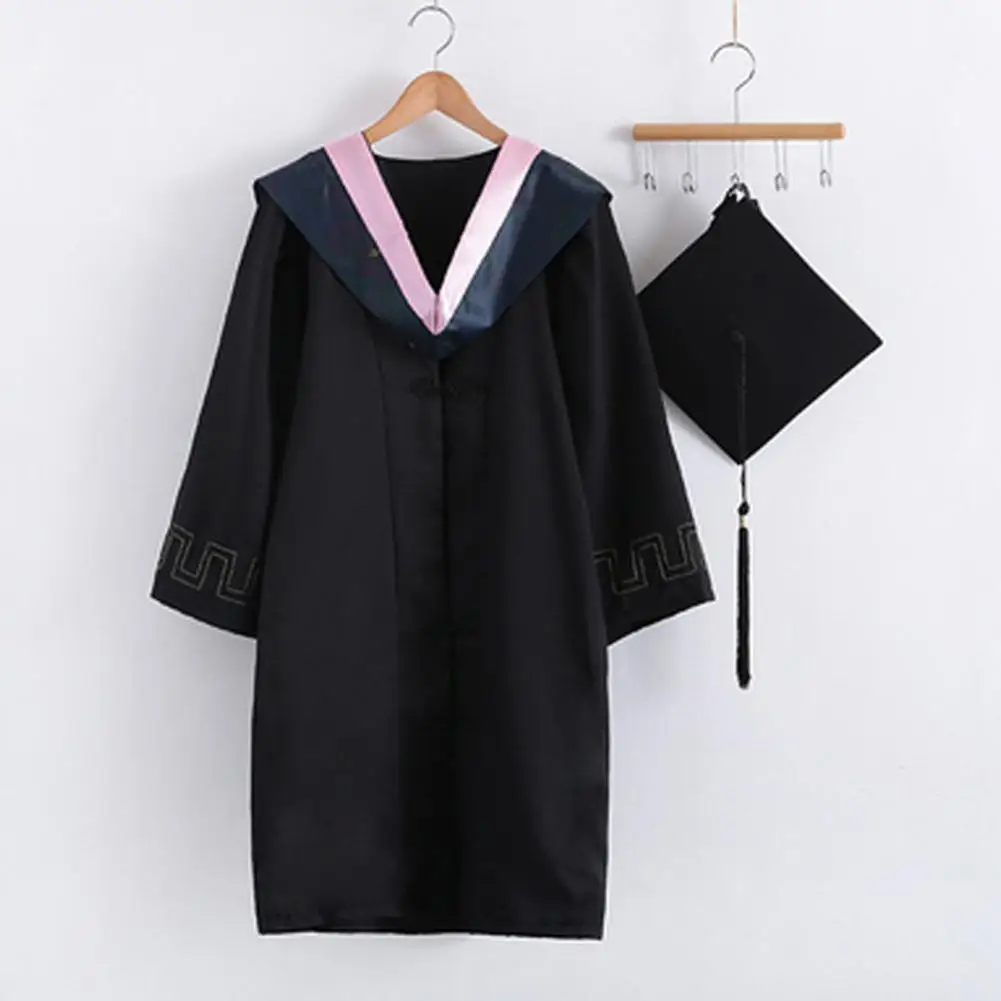 Adult School Uniform University Academic Graduation Gown Robe Hidden Button Liberal Arts Student Graduation Robe Graduation