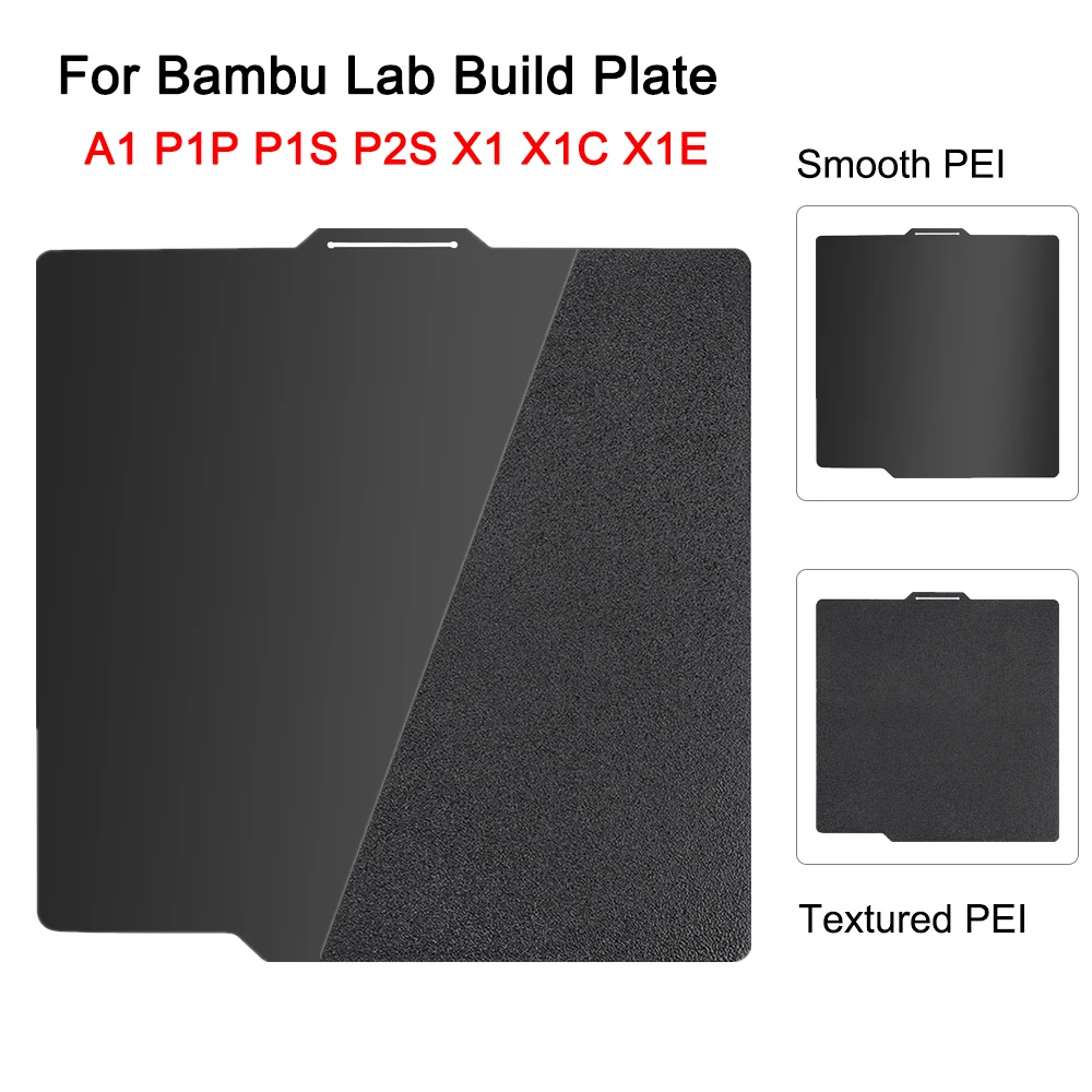 Black PEI Plate for Bambu Lab A1 P2S P1P P1S X1 X1C Build Plate 257x257mm Smooth PEO PET Textured PEI Bambulab P1P A1 Heated Bed