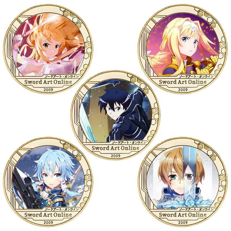 

SAO Anime Commemorative Coin Gold Plated Collectible Coin with Protective Case Fans Souvenir Gift