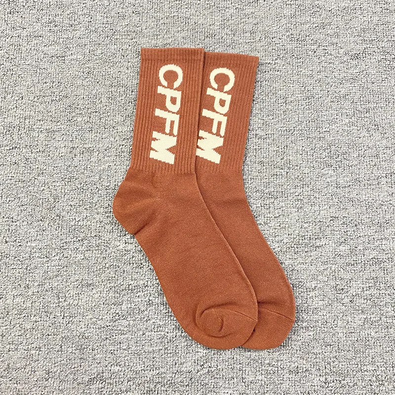 Sold by 4pairs-- kanye CPFM multicolor cotton sports socks mid tube socks couple high street alphabet jacquard socks WZ51