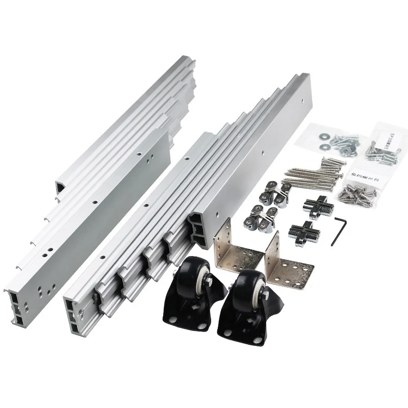 Telescopic Dining Cabinets Aluminum Alloy Slide Rails Flat Push Folding Hidden Folding Hardware Accessories