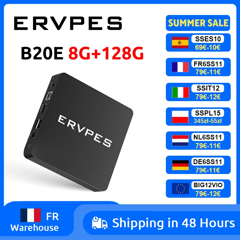 Mini PC ERVPES B20E Windows 11 Pro 8 Go de RAM 128 Go SSD Intel 6500Y Micro-ordinateur de bureau Wifi double bande Mini PC