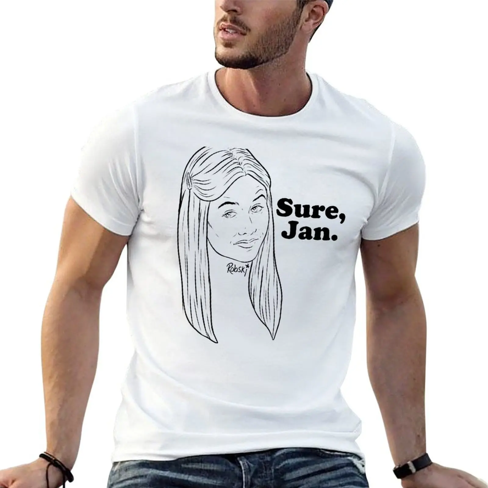 Sure, Jan. - black lines T-Shirt t shirt custom print cotton t shirt pack man t shirts graphic T-shirt