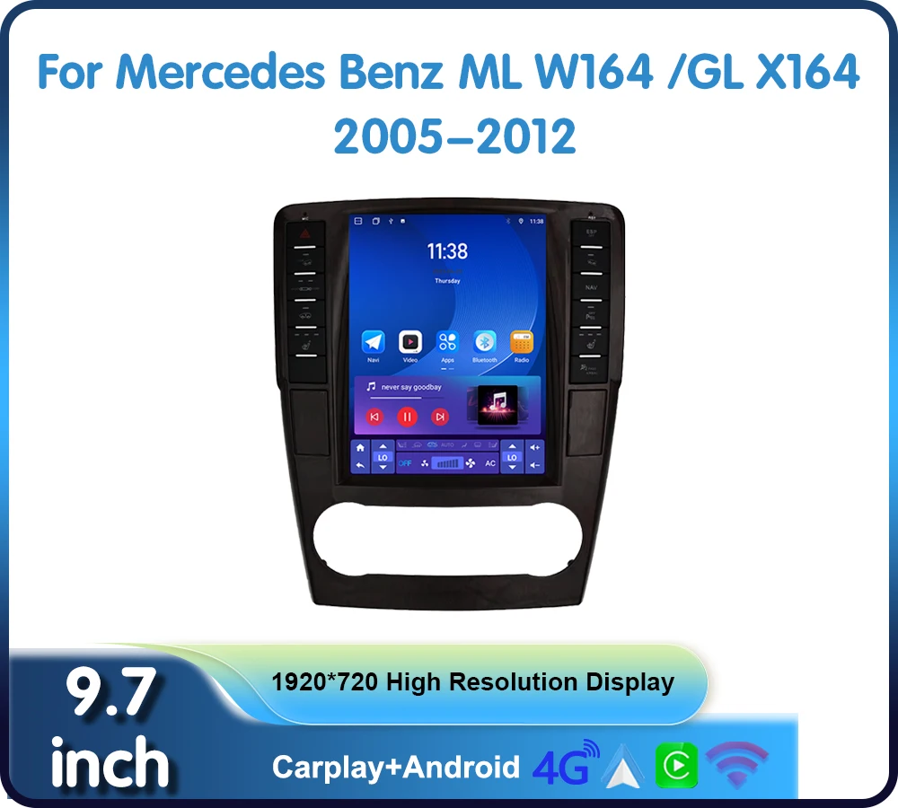 Krando 9.7 "Tesla Android Car Rado Unità principale Gps Schermo verticale per Mercedes-Benz ML W166/GL X166 2012-2015 DSP Wifi Carplay