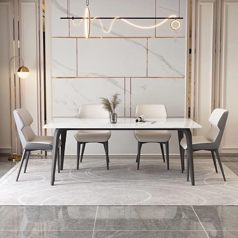 #Italian Slate Stone Dining Table Chair Set For Small Homes Kitchen Modern Minimalist Rectangular Dining Table Push-Pull Feature