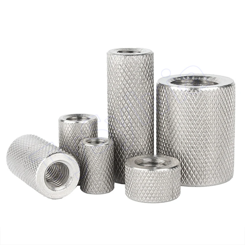 M2-M16 304 Stainless Steel Round Knurled Long Extension Coupling Nut Hand Thumb Tighten Connecting Nut