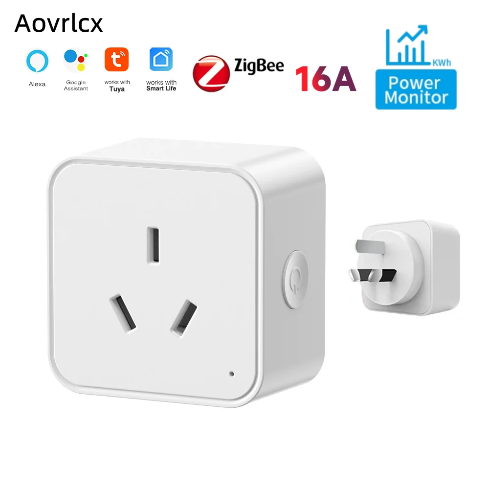 AU 16A Tuya Smart Socket Zigbee Plug Home Alexa Voice Control With Energy Monitering Wireless Remote Timer Function Power Outlet