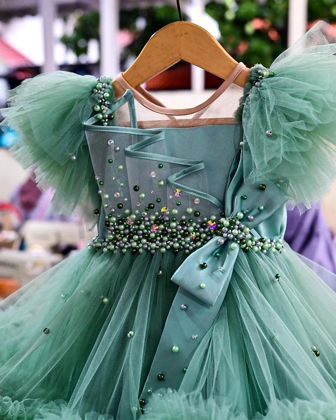 Customized Fuchsia Flower Girl Dresses For Wedding Pearls With Bow Knee Length Kids Birthday Party First Communion Ball Gown