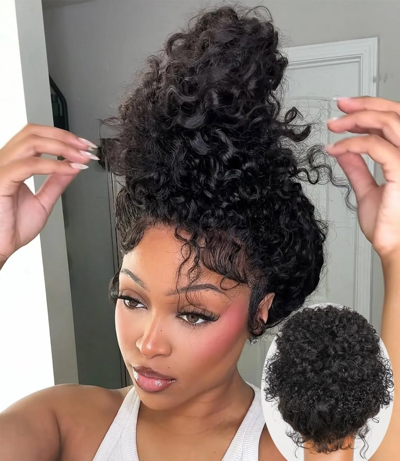 

Hidden Strap 360 Full Lace Front Wigs Human Hair Invisible Strap Bleached Konts Deep Wave HD Lace Frontal Wig with Drawstring