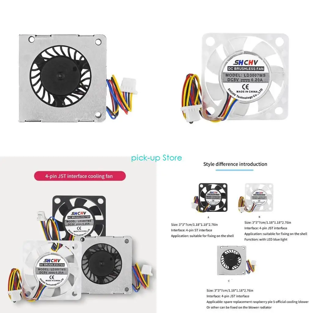 

Q5WA Miniature 5V Cooling Fan 4pin Jst Terminal for RaspberryPi5 Cooling Radiator
