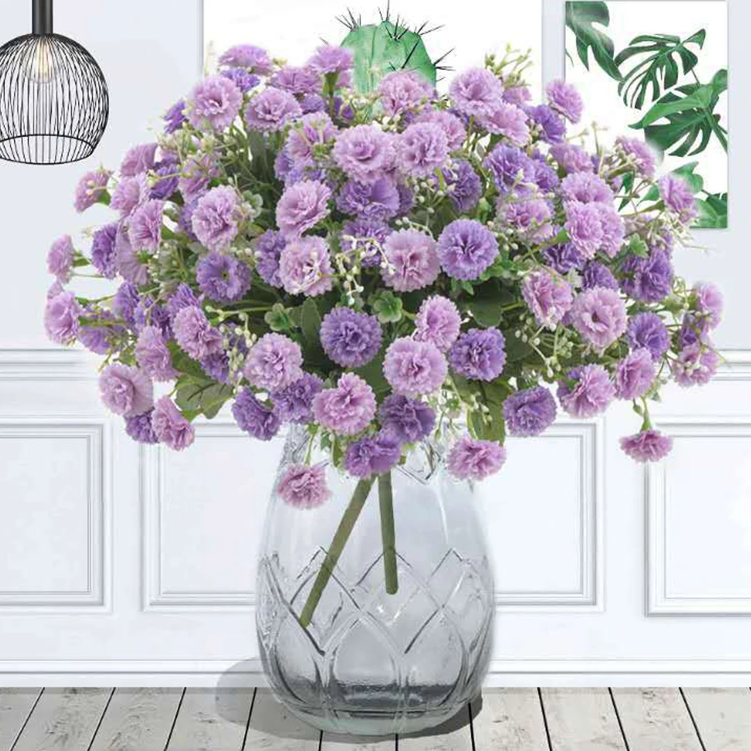 

5Pcs 5 Forks Lilac Flower Silk Flower Carnation Wedding Bouquet Road Guide Layout Artificial Flowers Home Decoration Ornaments
