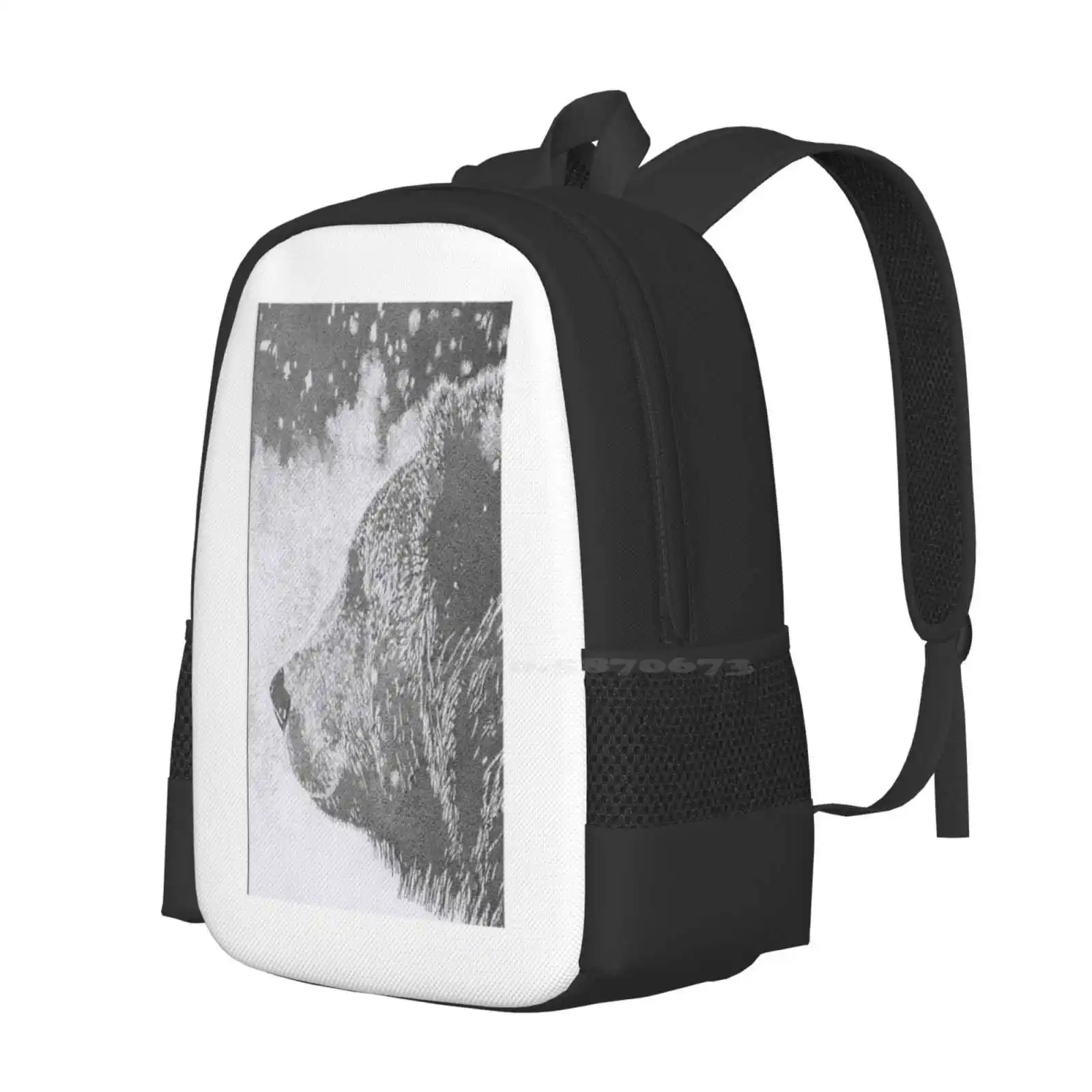 Bear In The Snow Backpacks For School Teenagers Girls Travel Bags Bear Black And White Traditional Art