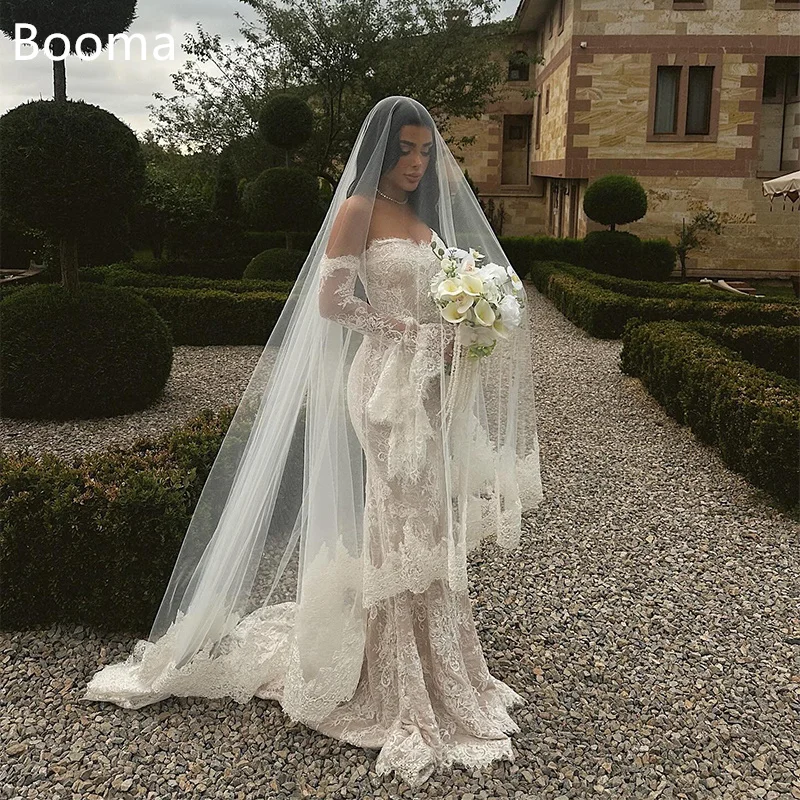 

Booma Mermaid Long Lace Sexy Elegant Strapless Sleeveless Wedding Dresses Brides Gown Custom Made 2025