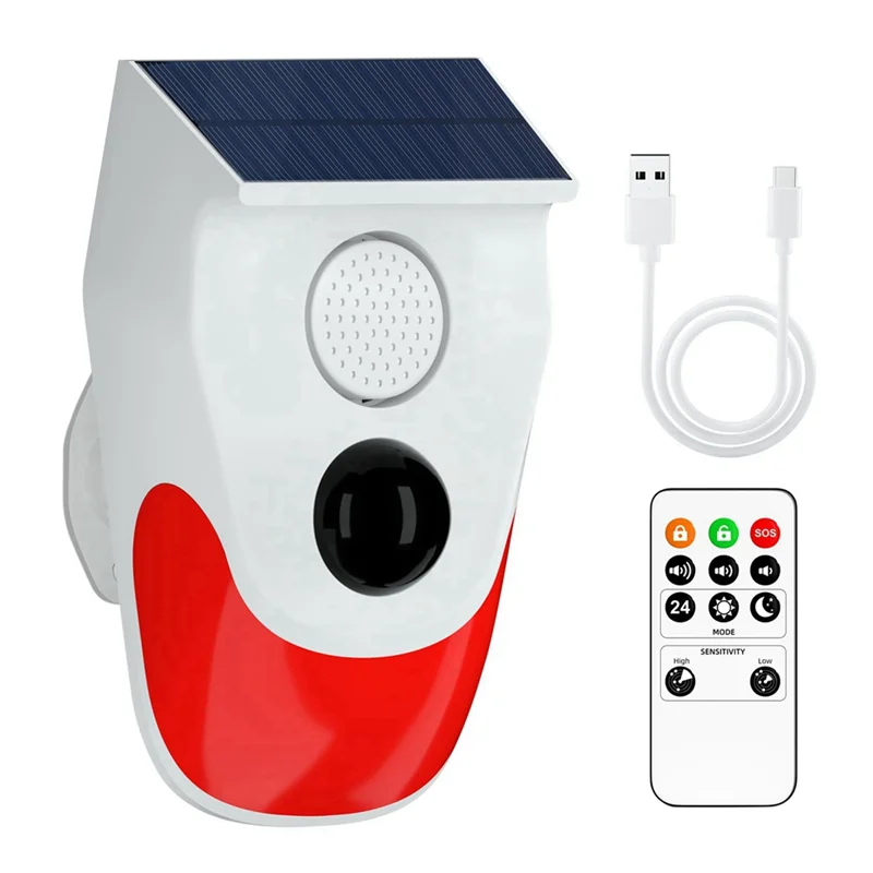 Y43A-Outdoor Solar Human Body Sensing System Sensors With Remote Controller 120DB Sound Detector For Home And Farm