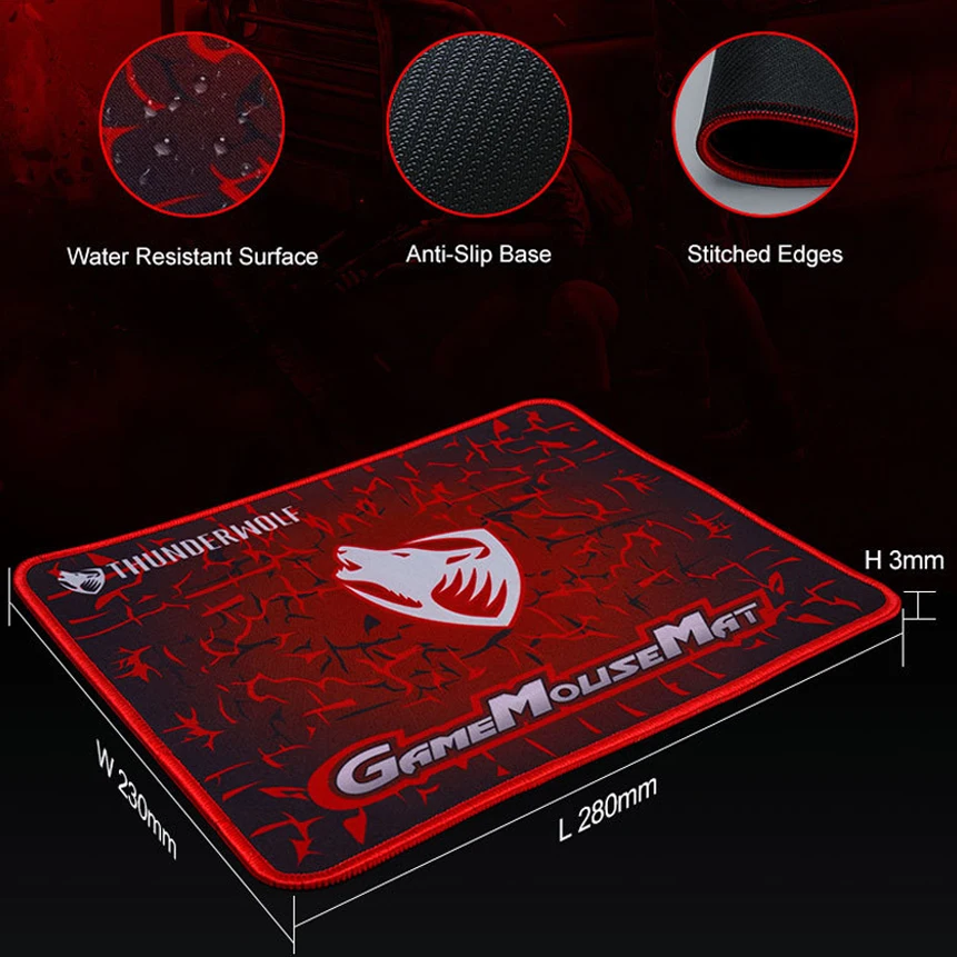 Thunder Wolf TF31 Mouse tastiera Mouse Pad 3 pezzi Set gioco meccanico Touch Light up Key Mouse Set essenziale per principianti