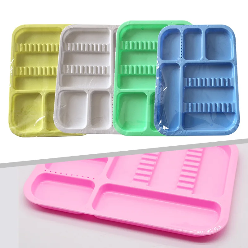 Dental Colorful Instrument Tray Plastic Divided Split Trays Dental Mini Tray Dentistry Tools Medical Materials