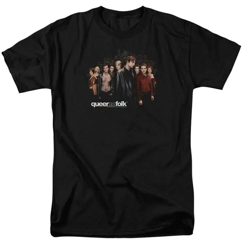 Queer As Folk Title camiseta para hombre con licencia programa de televisión clásico orgullo negro