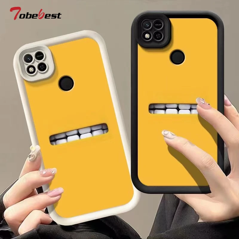 Funny teeth Silicone Case For Xiaomi Redmi 12 12C 10 10C 10A 9 9A 9C Camera Lens Portector Cover