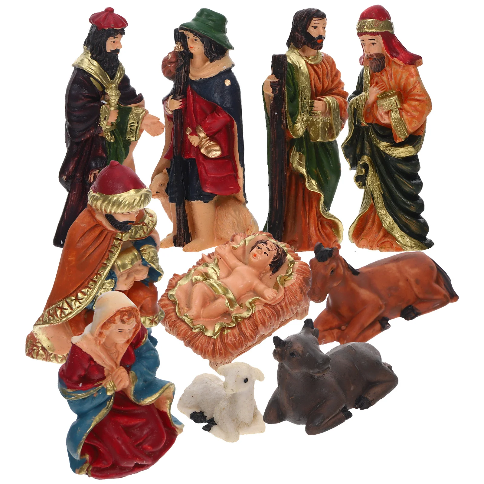 

1 Set Resin Jesus Nativity Ornament Figurines Christmas Scene Statue Desktop Decor Home Church Display Birth Of Jesus Sculptures