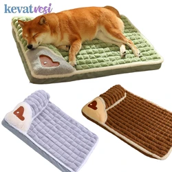 Winter Warm Dog Sleeping Mat Comfortable Dog Bed Plush Pet Mat for Small Medium Large Dogs Square Puppy Bed with Pillow