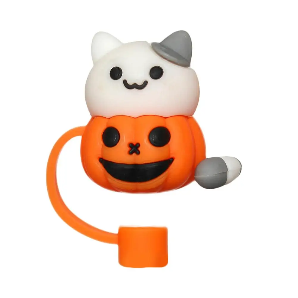 Cartoon Pumpkin Ghost Silicone Straw Covers For For Stanley Drinking Dust Cap Straw Tips Cover Halloween Party Cup Accessories