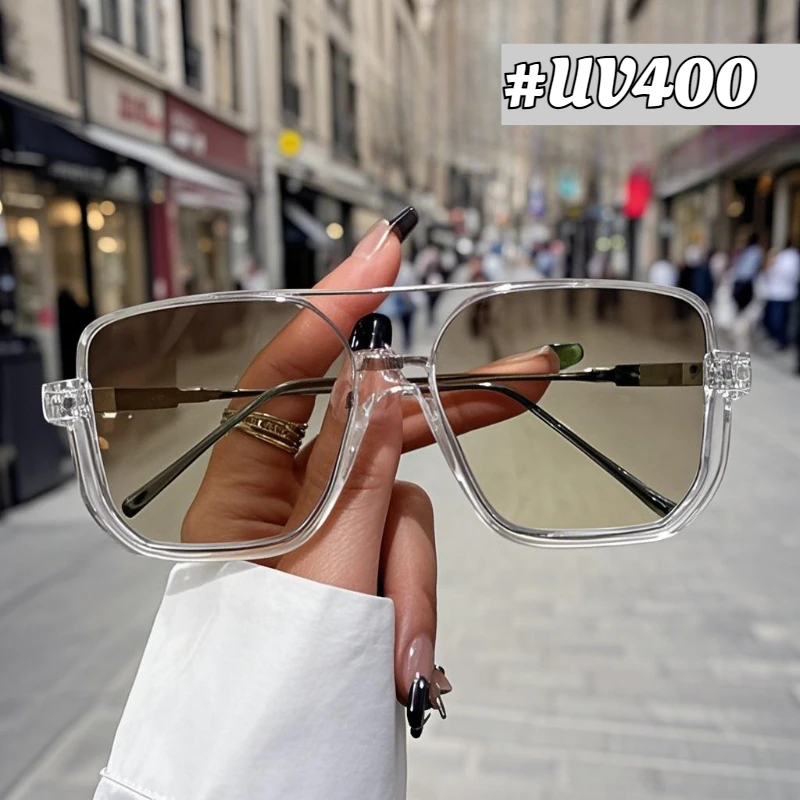 

Fashion Temperament Anti-glare Double Beam Half Frame Sunglasses Retro Large Frame Sunglasses Y2K Spice Girls UV Sunglasses