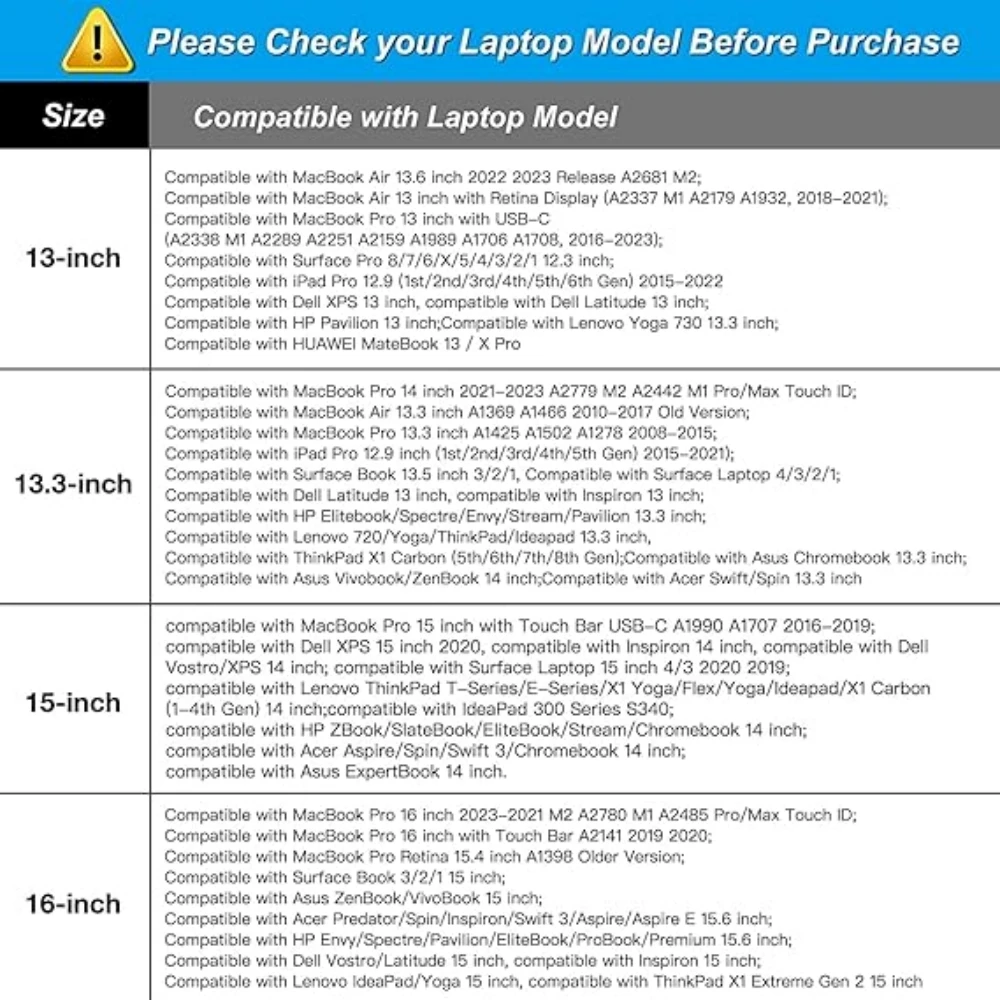 13-calowa torba na laptopa kompatybilna z MacBook Air/Pro13-13,3-calowa torba na laptopa kompatybilna z MacBook Pro 14 cali M3 M2 M1 Pro Max