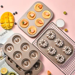6 Hole Baking Pan Carbon Steel Cake Baking Mold Baking Tray Non-Stick Muffin DIY Cartoon Cake Pan Moulds Donut Baking Pans