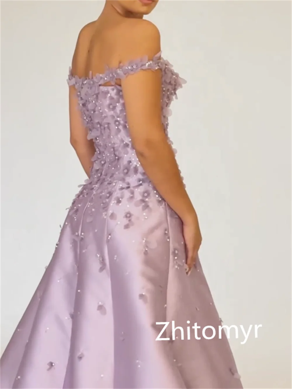 Funkeln exquisite hochwertige Satin Applique Clubbing A-Linie schulter frei maßge schneiderte Anlass Kleid lange Kleider