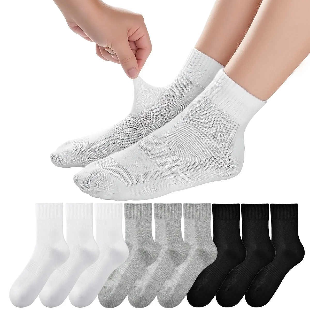 Children's Combed Cotton Antibacterial Socks – Summer Mesh Breathable Thin Style for Boys and Girls Ideal for Sports HomeSchool