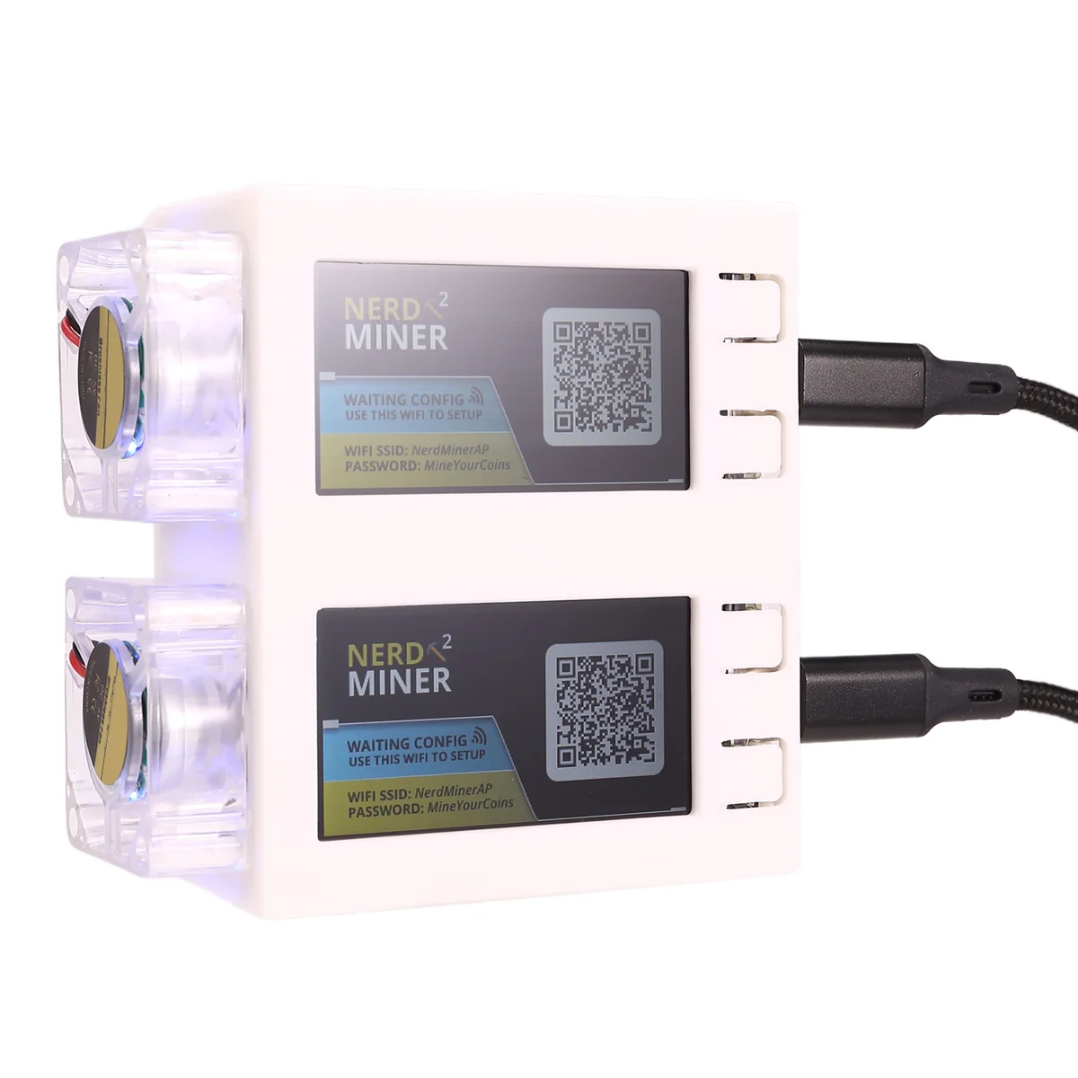 For NerdMiner V2 Miner 78KH/Sx2 Dual Screen BTC Solo Lottery Miner Bitcoin Nerd Miner Lottery Miner with Luminous Fan,A