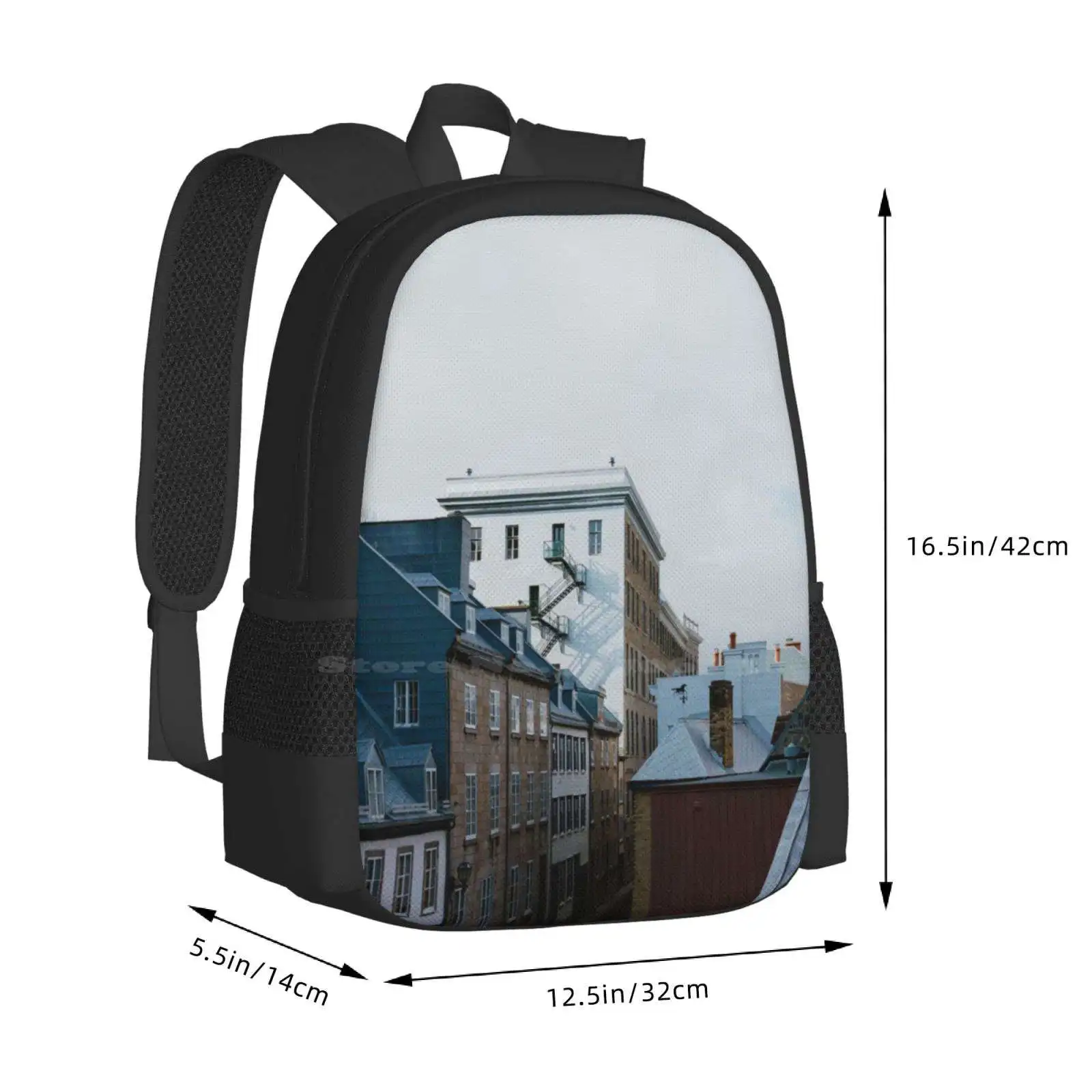 One November Morning In Quebec Hot Sale Backpack Fashion Bags Rooftops Old Historic Quebec Canada Valerie Rosen Travel