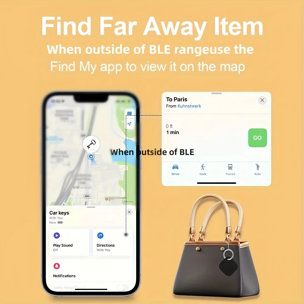IP67 Waterproof Mini GPS Tracker Bluetooth 4.0 Smart Tag Smart Anti-Lost Device Keys Pet Cars Finder Works with IOS System