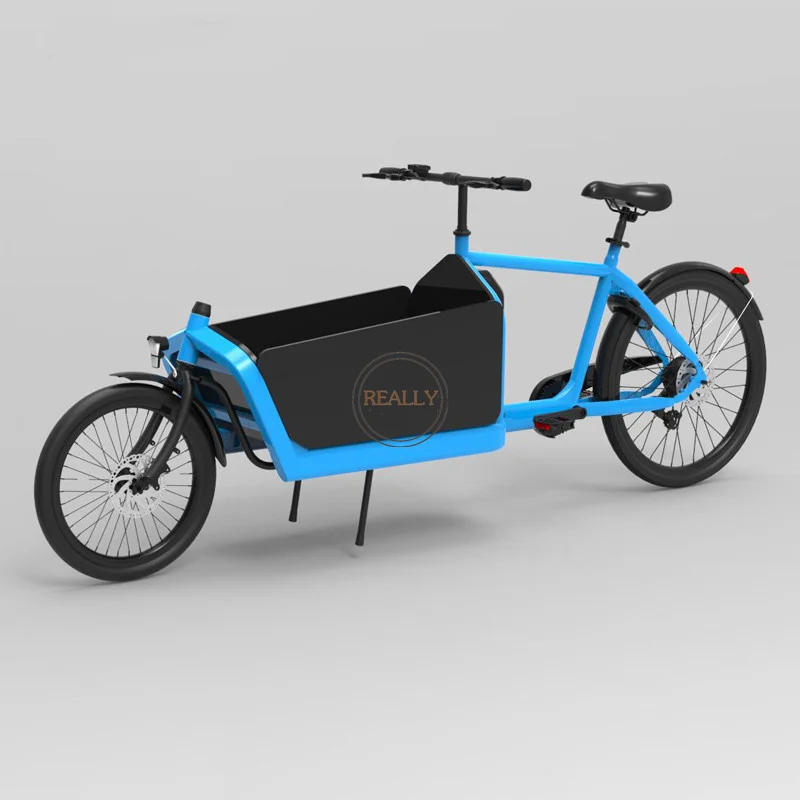 T05C Cargo Bike Two Wheel Electric Bicycle 7 Speed Family Bicycle With Passenger Tricycle Rickshaw