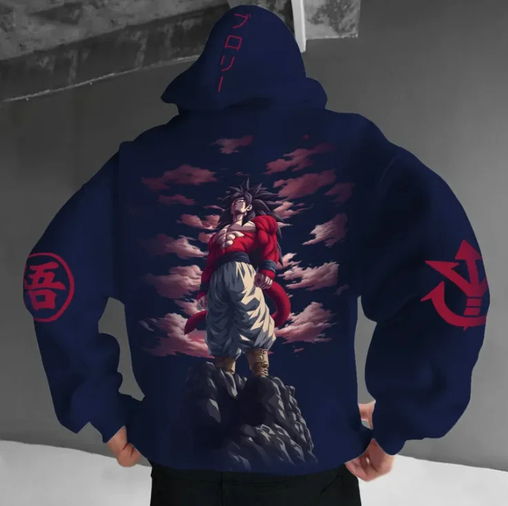 

Dragon Ball anime character printed hoodies for men and women, loose, oversized street hoodies for couples