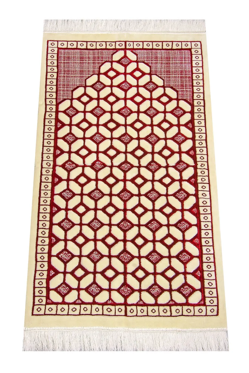 IQRAH Carpet Type Thick Custom Lüx Velvet Seccade Mediterranean-Red Color