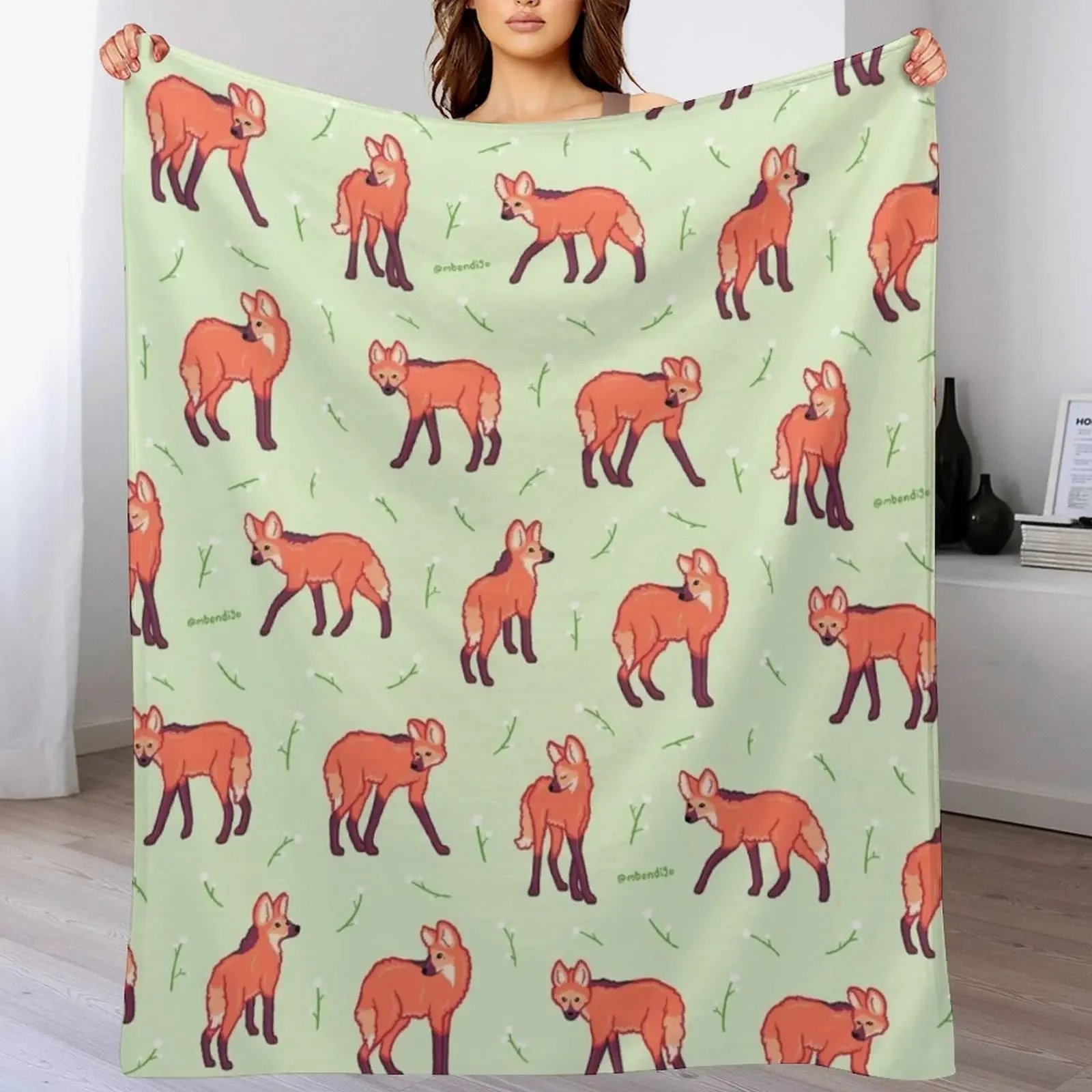 

Maned Wolves Throw Blanket Warm Flannel Blanket for Couch Chair Bedroom
