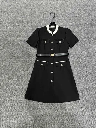 

2024 Women's Clothing Simple collar and pockets with contrasting color decorationSpring Summer New No.27