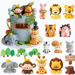 Jungle Animals Cake Toppers Safari Kids 1st Birthday Party Cake Decorations Zoo Animals Lion Elephant Giraffe Baby Shower Decor